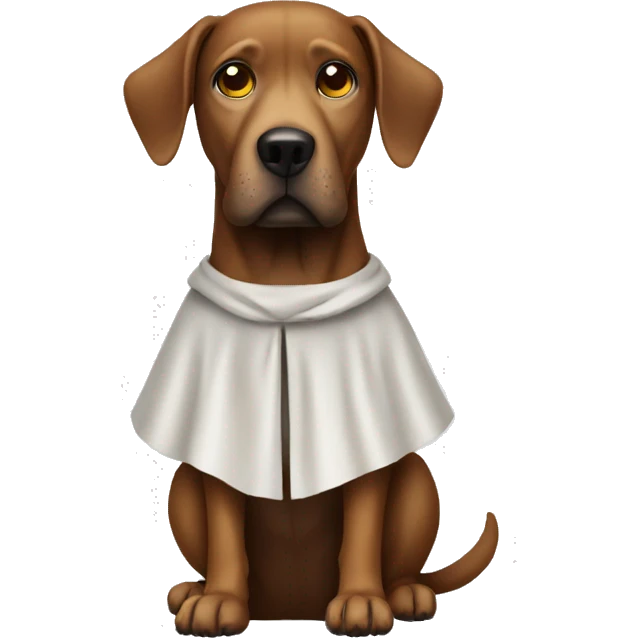 Brown dog wearing a costume from horror movie emoji