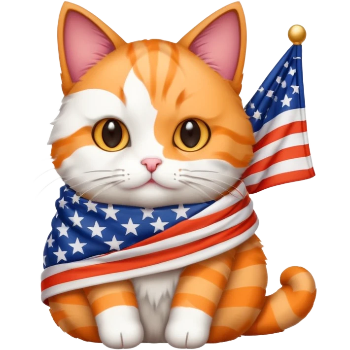 Cat wrapped in American flag emoji