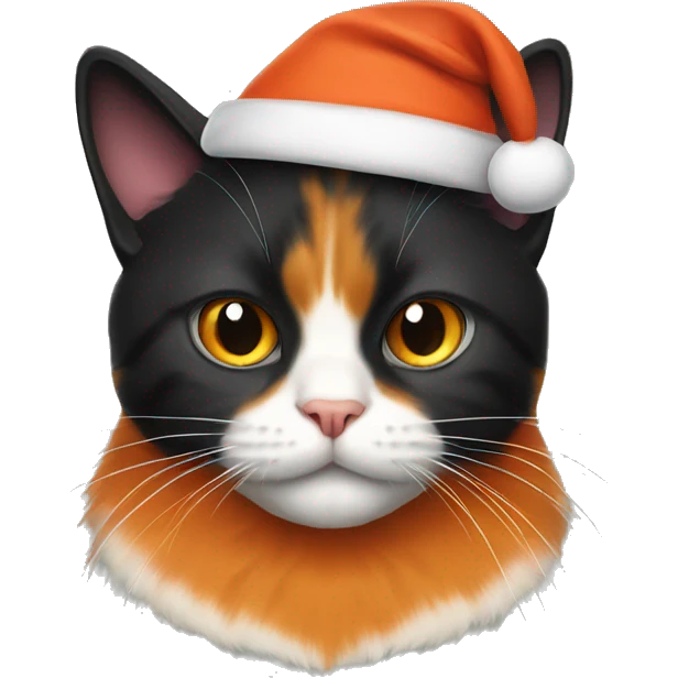 Orange cat and black cat wearing Santa hats emoji
