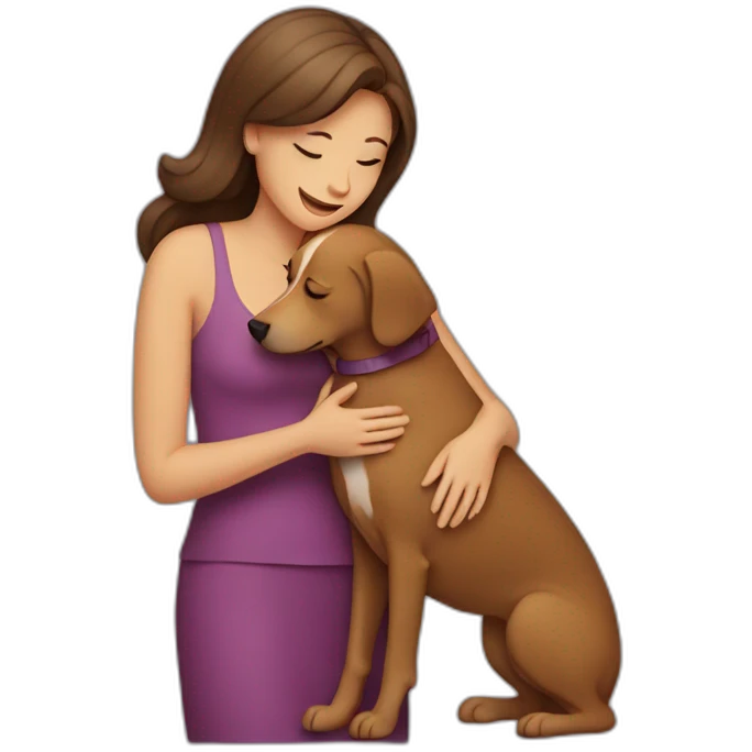 woman hugging a dog emoji
