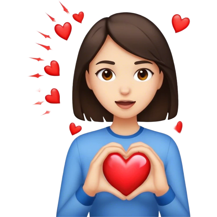 Brunette heart exploding with love emoji