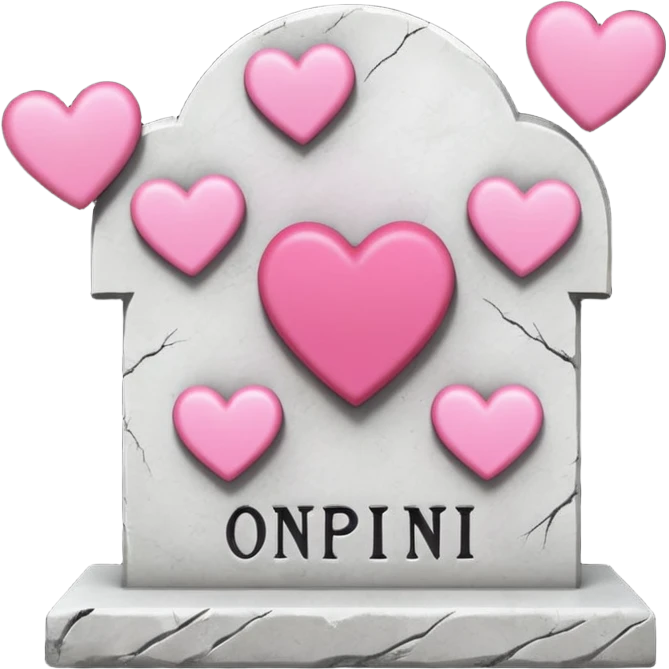 Headstone that says my fucks to give with pink hearts emoji
