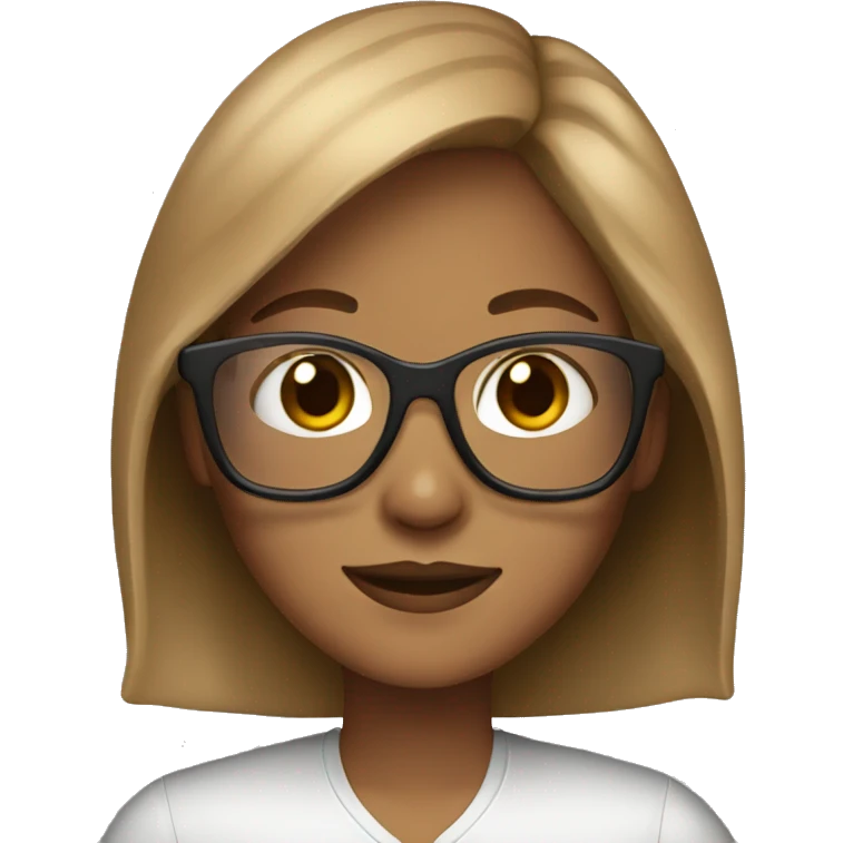 Cute woman, light brown hair, glasses emoji