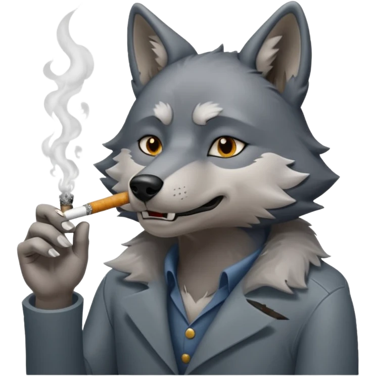 Loup qui fume un joint emoji