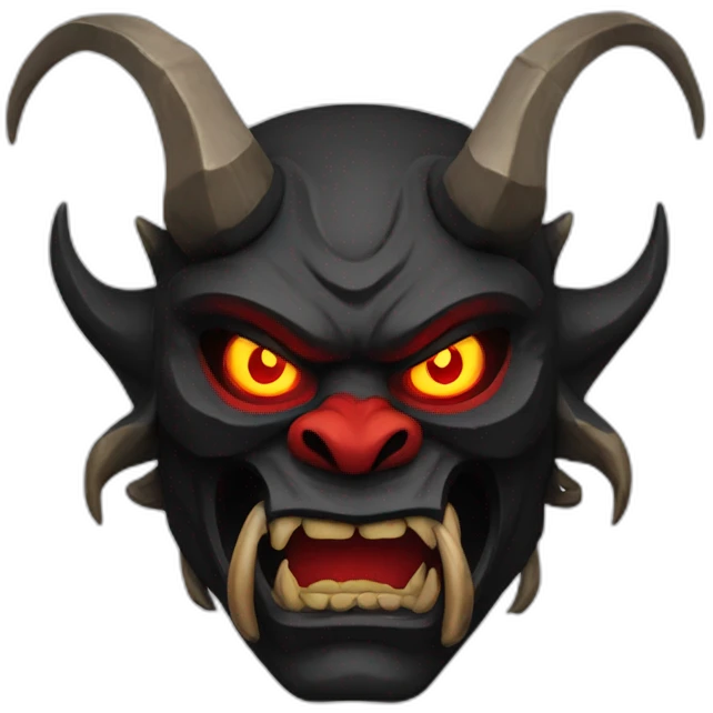 oni mask, black, very detailed, big horns, red eyes emoji