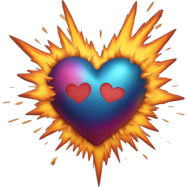 Create a heart-shaped explosion emoji, combining the shape of 💫 with the heart and color of 🩷 emoji