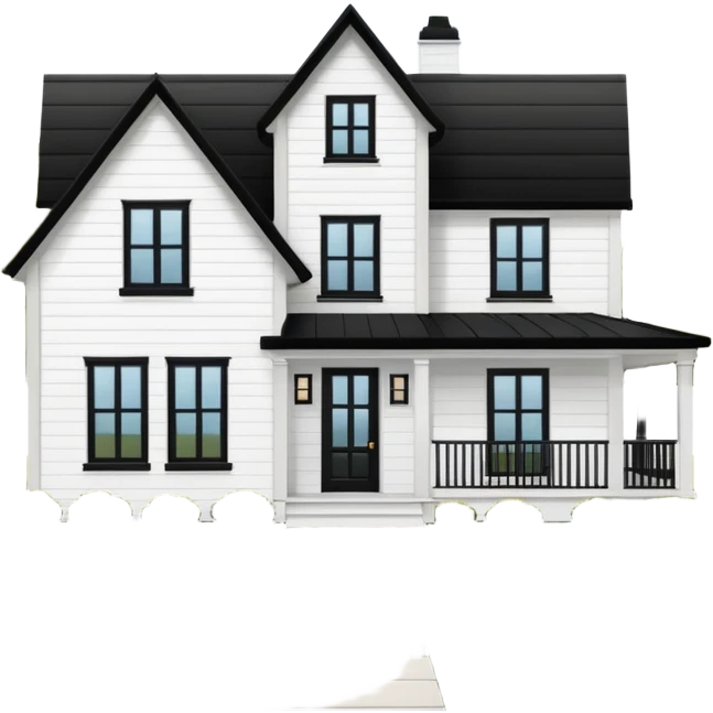 modern farmhouse with white siding and black trim emoji