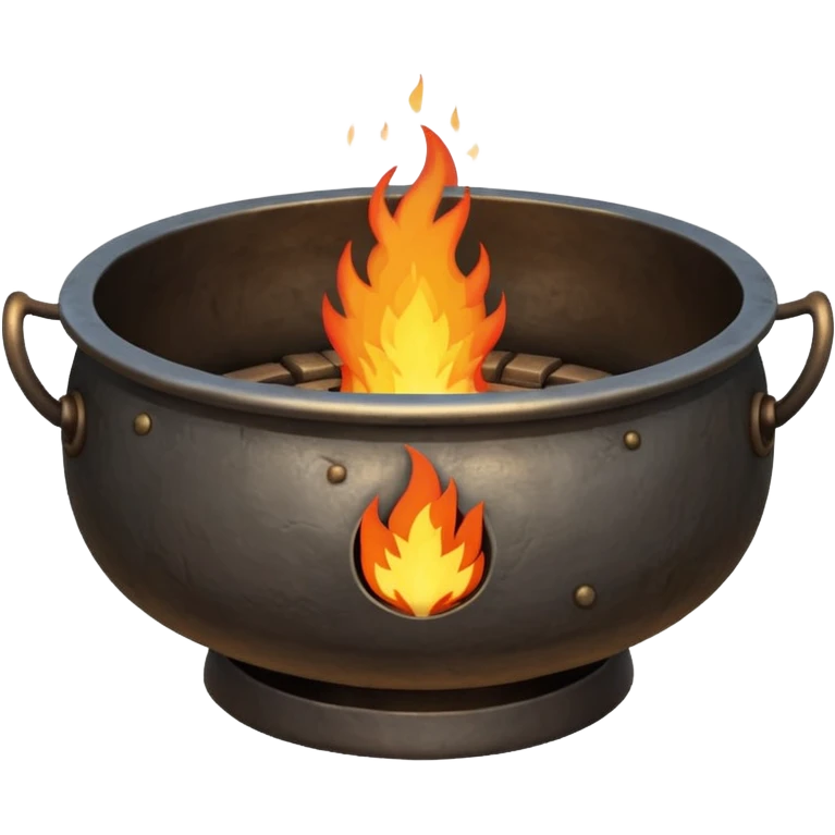 can you make a really medieval looking spiritual metal fire basin with a big fire coming out of the top emoji