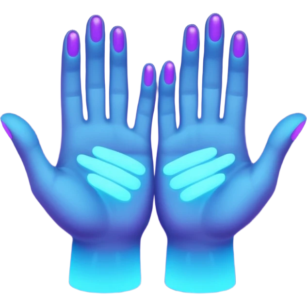 Futuristic glowing applause, purple and blue glow, dark background, no face emoji
