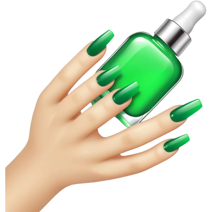 Green nails with gel bottle  emoji