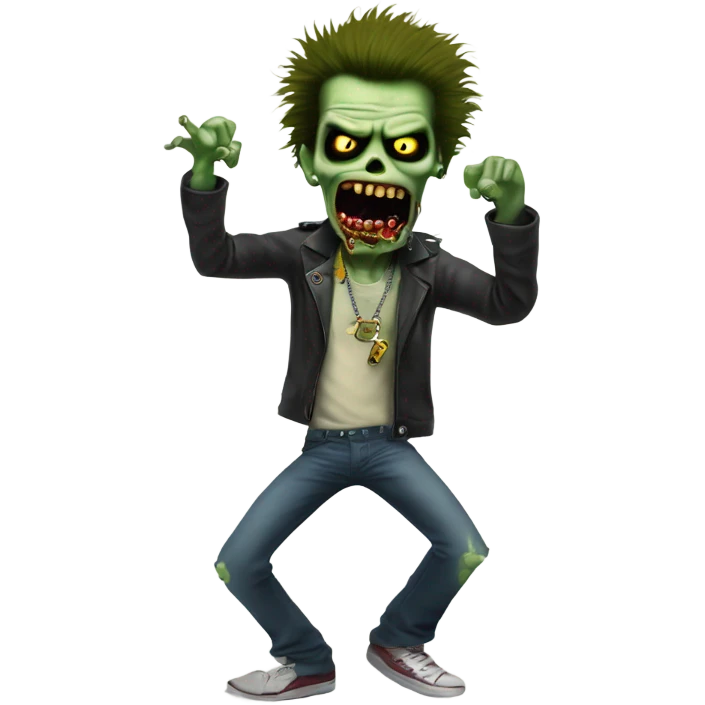 sid vicious zombie, wearing a padlock necklace, dancing emoji