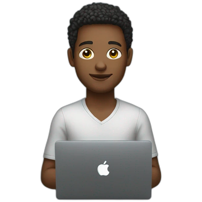 young man with a Macboock emoji