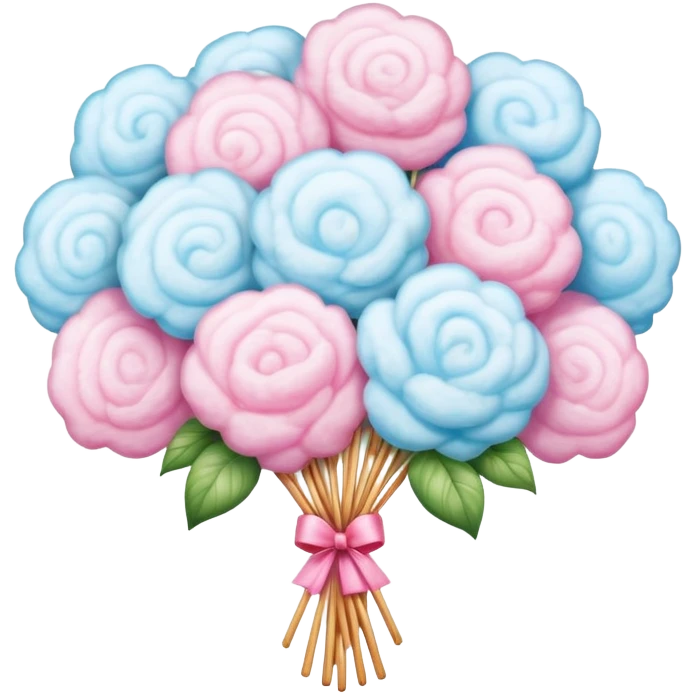 Cotton candy flower bouquet, elaborate Chinese street food art emoji