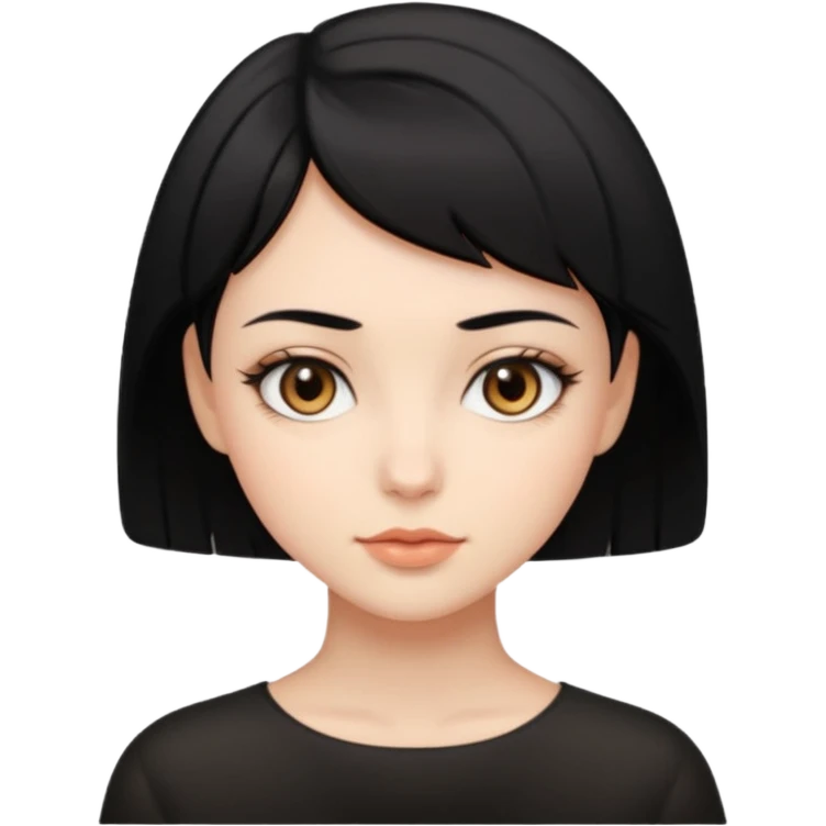 beautiful girl, short black hair, beige eyes emoji