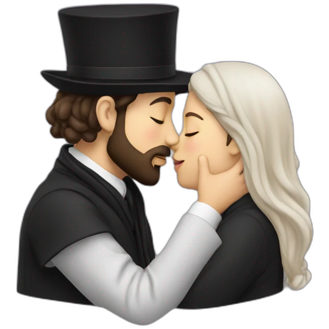 two Orthodox Jews kissing each other emoji