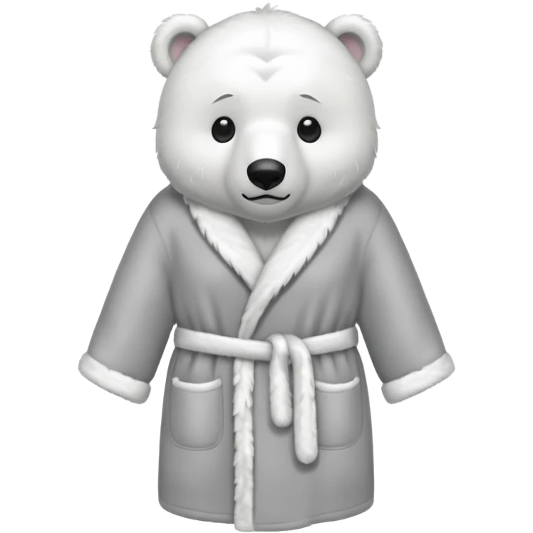 grey shower robe with polar bear faces on it  emoji