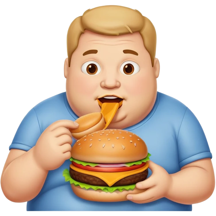 Fat man eating burger emoji
