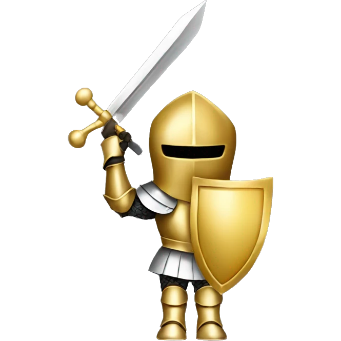 Gold armour knight holding overhead banner emoji