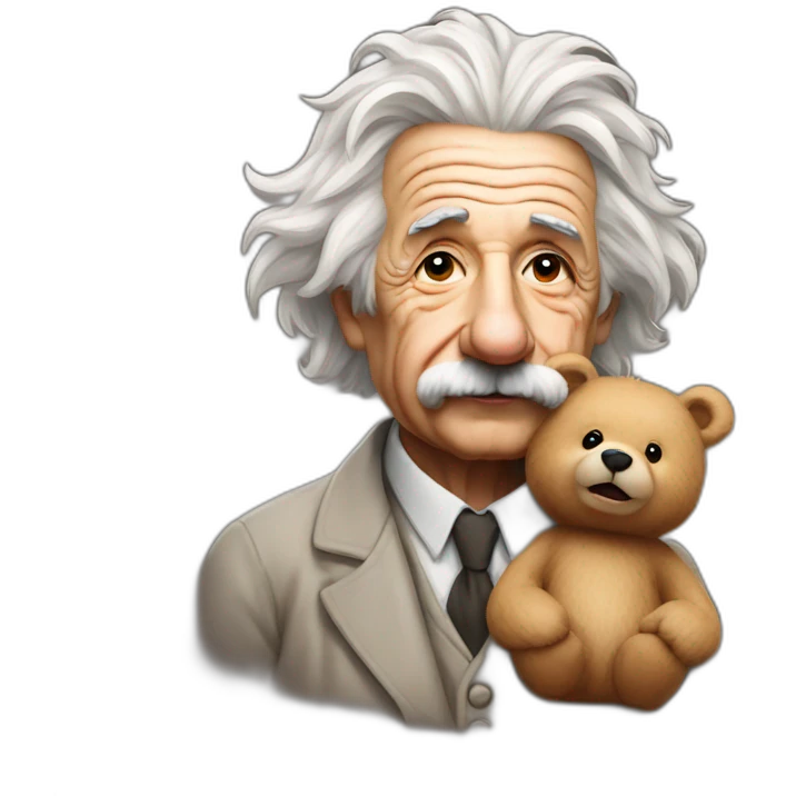 albert einstein with a bear emoji