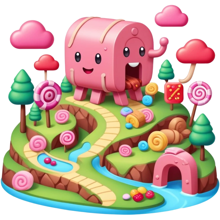 kawaii style SPAM MEAT candy land landscape  emoji