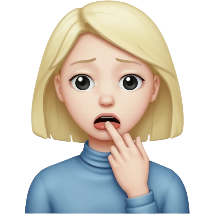 Sad person choking themself emoji