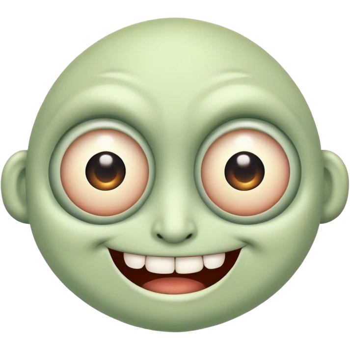 Funny mutant with multiple eyes and a silly smile emoji
