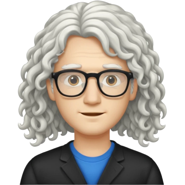 young pc tech guy with long curly white hair emoji