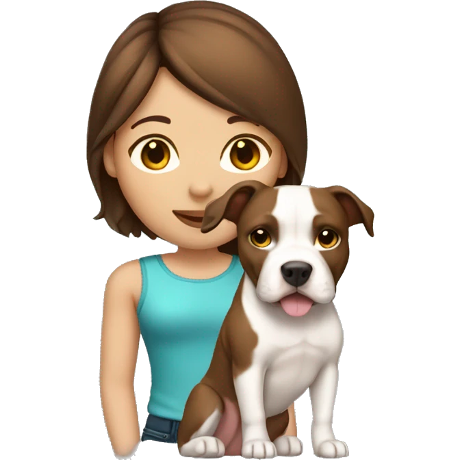 Brown hair girl with pit bull emoji