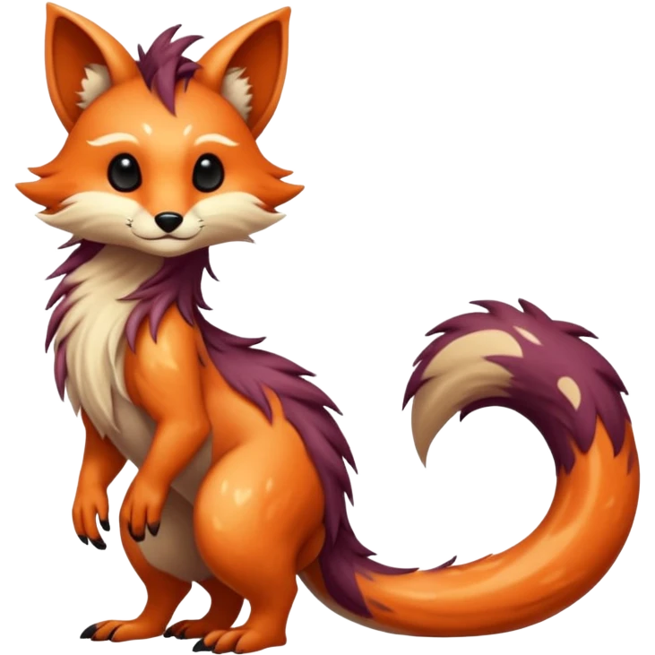 Cool hot handsome attractive shiny beautiful pretty esoteric aesthetic randomly-colored realistic furry anthropomorphic fantasy-Vernid-creature by LiLaiRa with a long tufted tail with edgy markings (full body) emoji