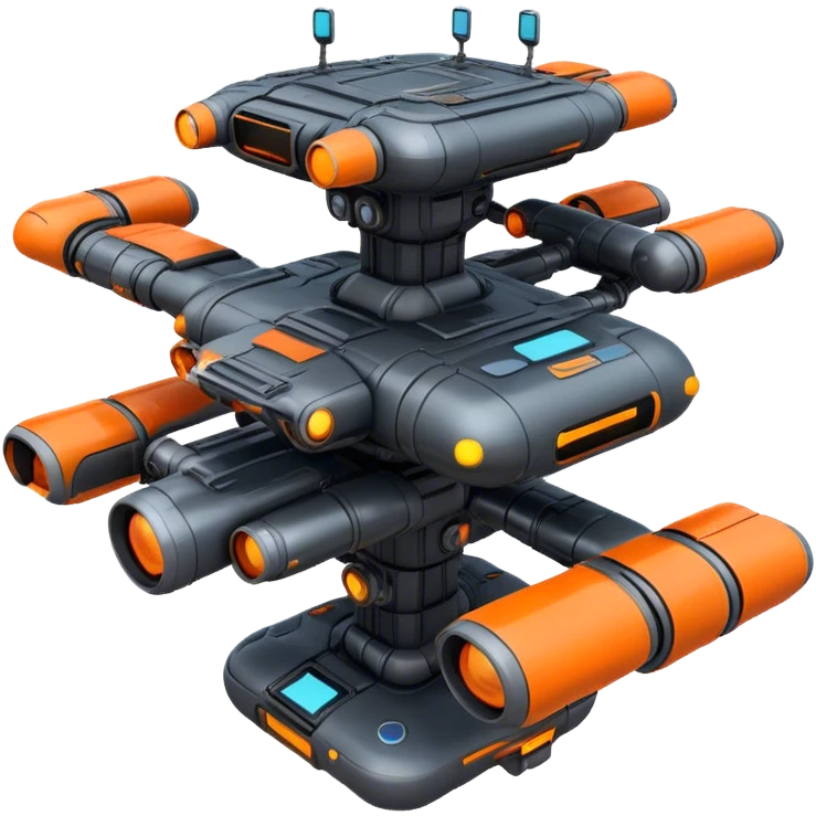 Orange, cyberpunk style, neon, gravity realistic space station emoji