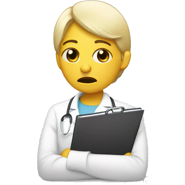 Therapist with clipboard crying  emoji