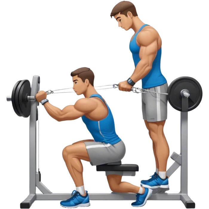 side-view man standing cable-machine tricep-pushdown emoji