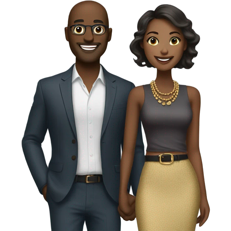 Couple posing with style emoji