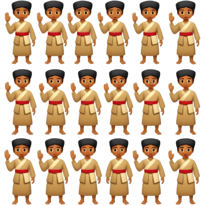 create an emoji set of a cartoonish full body character from china from 2000 BC doing 16 verbs or emotions emoji
