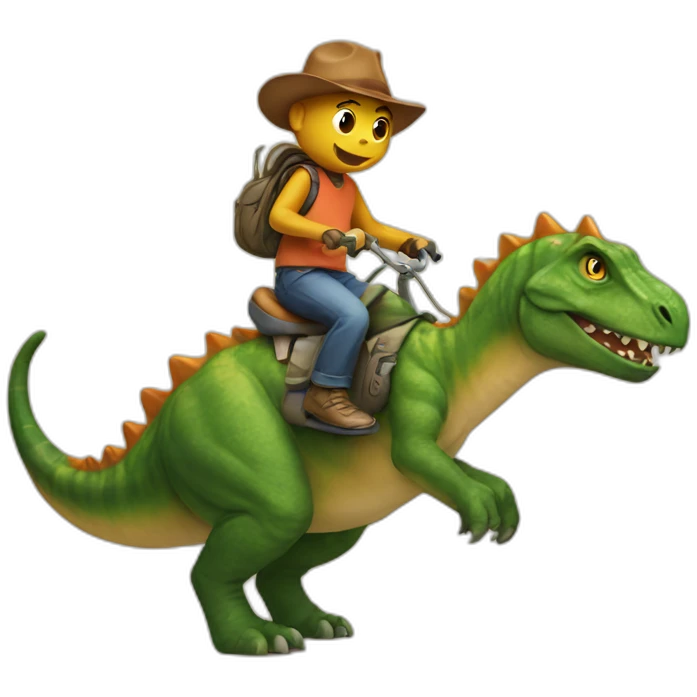 cat riding a dinosaur emoji