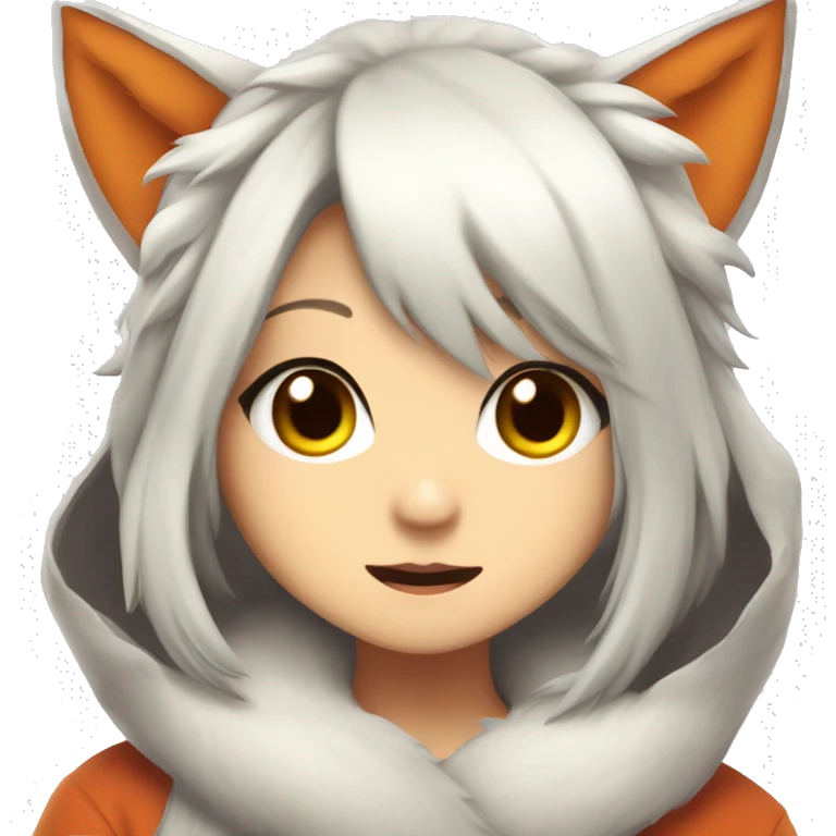 Cute kitsune anime girl peeking in. emoji