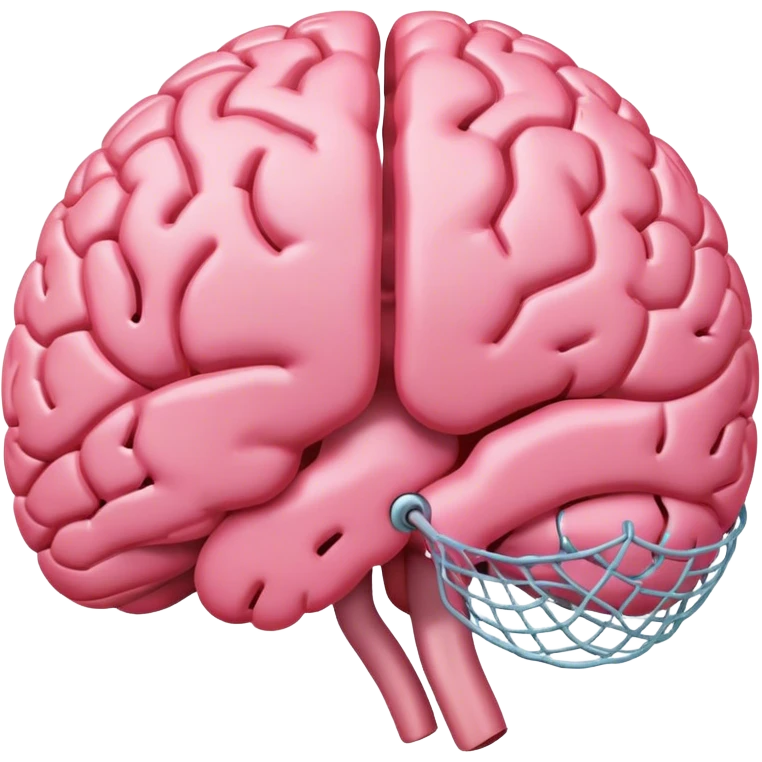 A ** pink human brain** with a protector net energy of thoughts... radiating loving thoughts while it rewires itself hearts emoji