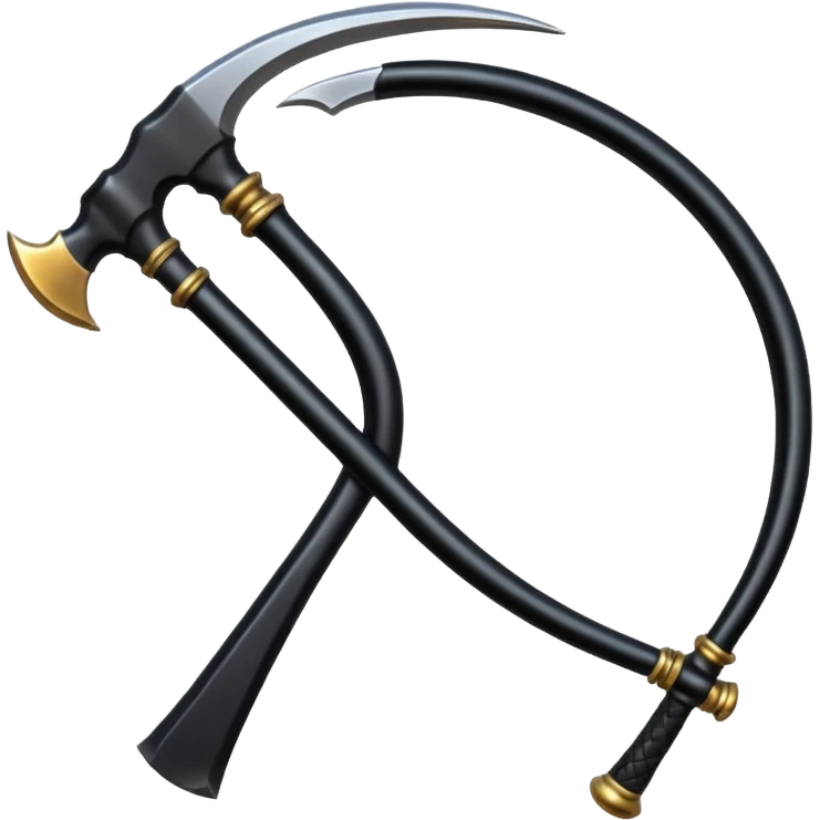 The scythe of the God of Death, a symbol of death, is long and straight, entirely in deep black. emoji