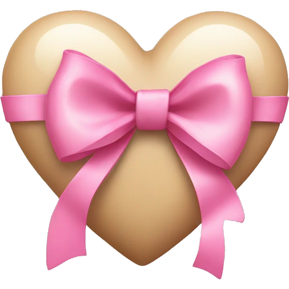 Beige heart with pink bow emoji