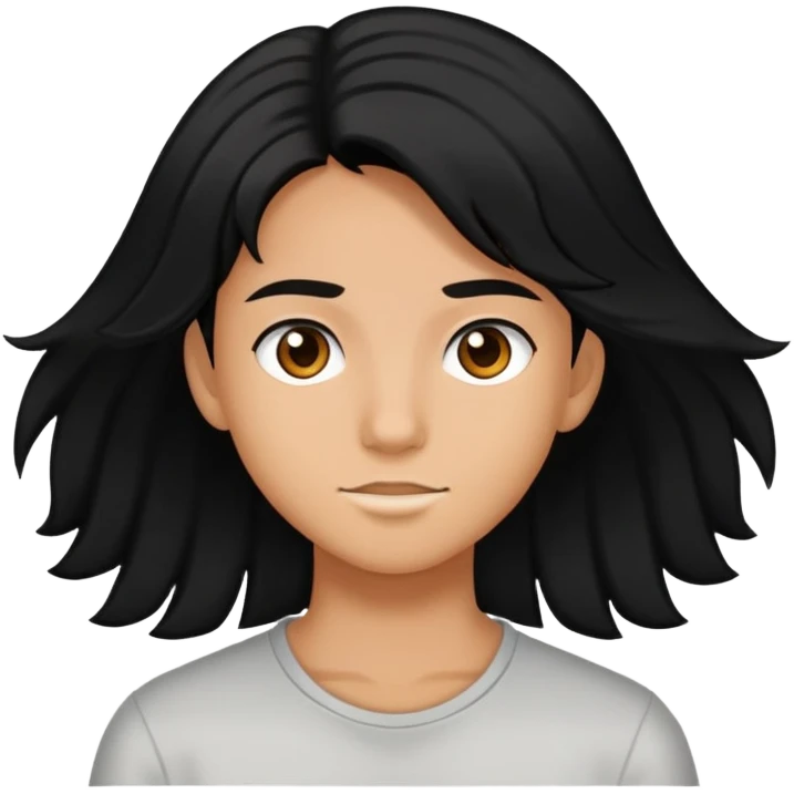 teen, black hairs, face emoji