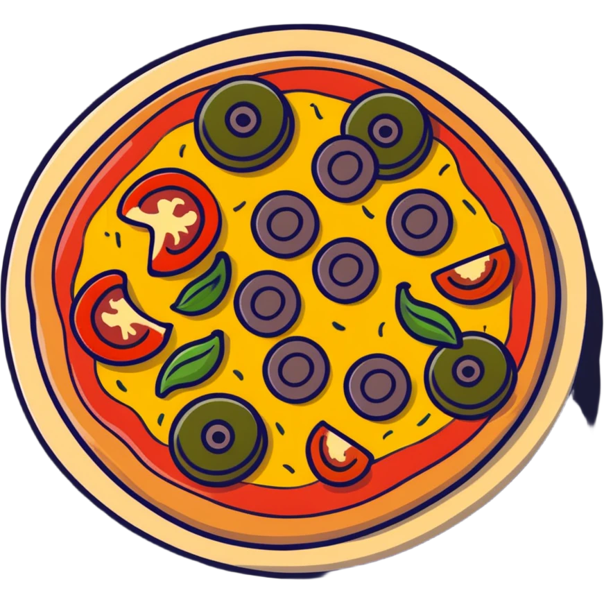 veggie pizza with mushrooms bell peppers and olives emoji