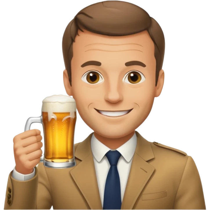 Macron qui boie une biere emoji