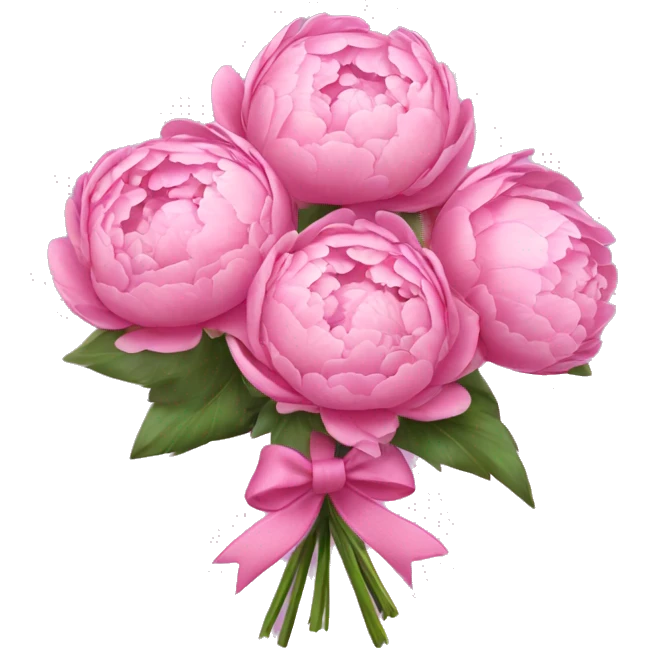a bouquet of peonies with a little coquette bow emoji