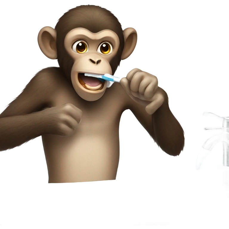 Monkey brushing teeth emoji