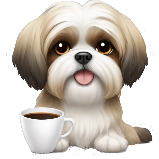 Shih tzu drinking coffee emoji