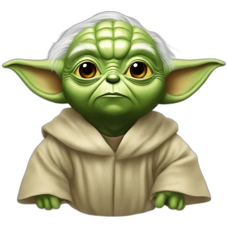 yoda flies on top of donald trump emoji