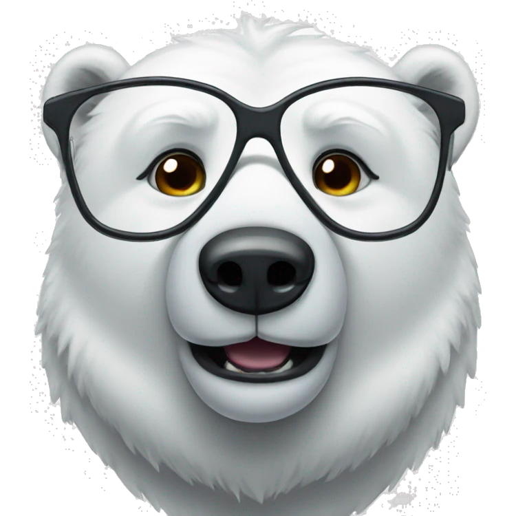 Polar bear with reading glasses emoji