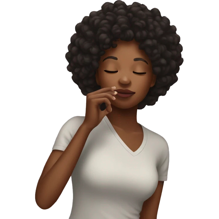 Black woman kissing her own hand emoji