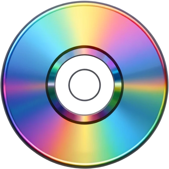 compact disc, with rainbow reflection emoji