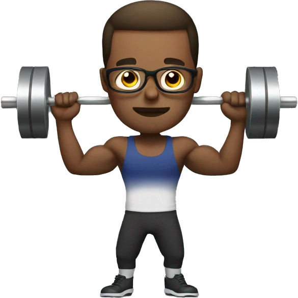 Bold man with spec weight lifting emoji